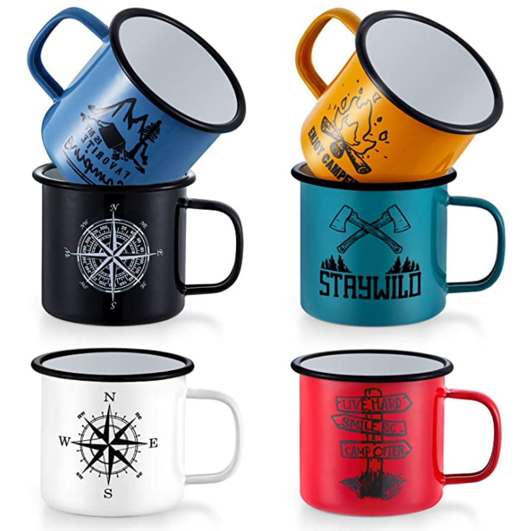 Camping Print Enamel Mugs